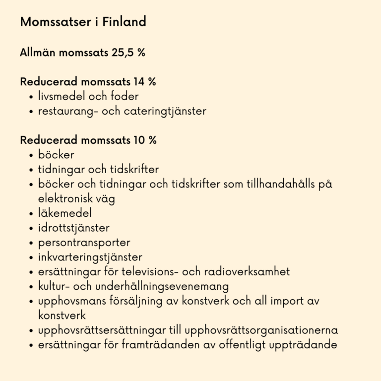 Momssatser i Finland