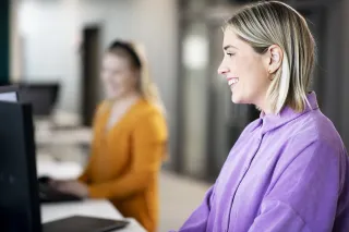 working smile woman